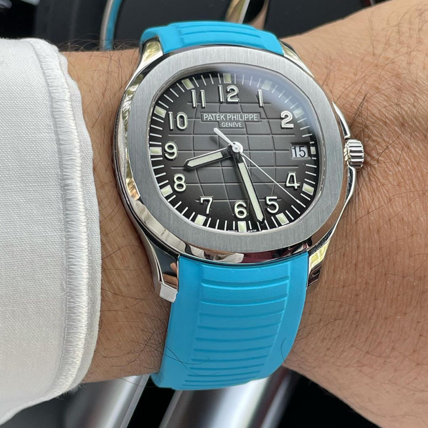 Tempomat Madrid  affordable luxury watch accessories, miami blue  FKM vulcanized rubber straps for patek philippe aquanaut 