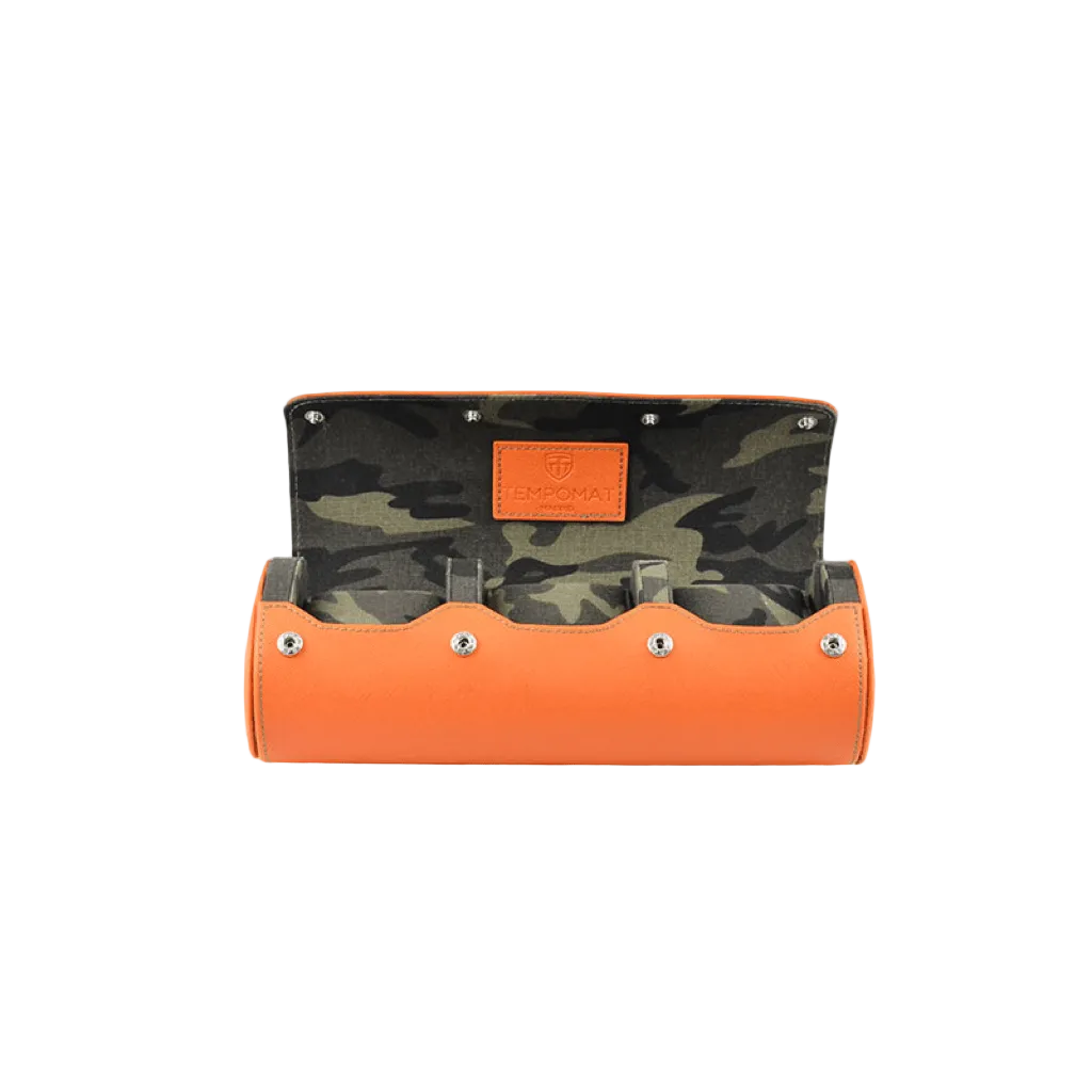 Estuche de reloj de piel saffiano naranja - Tempomat Madrid