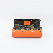 Tempomat Madrid, Orange Camouflage Saffiano leather watch roll for collectors