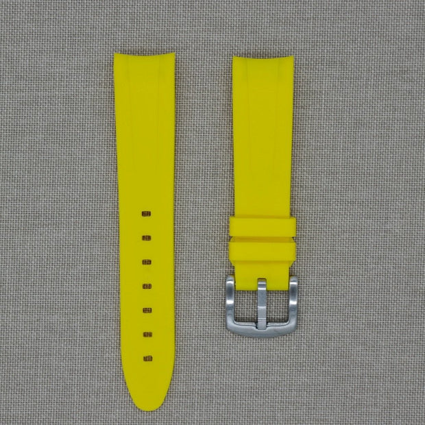 Tempomat Madrid  affordable luxury watch accessories, 21mm curved ended fitted yellow rubber strap for rolex and omega