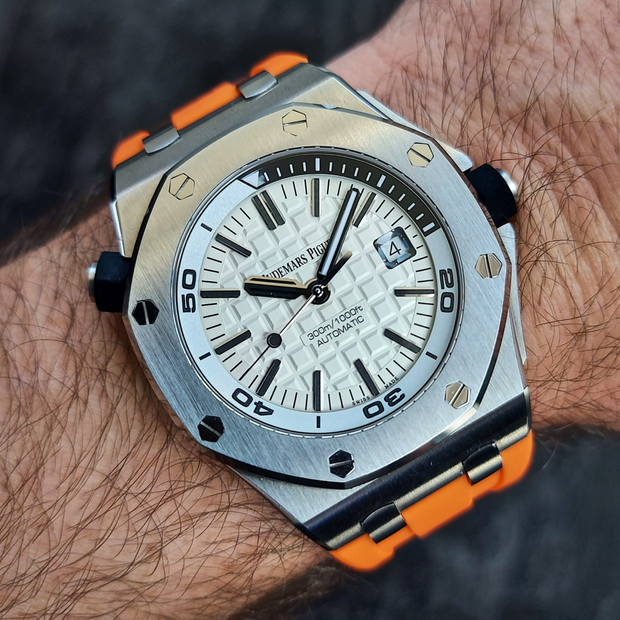 Tempomat Madrid  affordable luxury watch accessories, 42mm orange rubber straps for audemars piguet royal oak offshore 