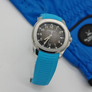 Tempomat Madrid  affordable luxury watch accessories, miami blue  FKM vulcanized rubber straps for patek philippe aquanaut 