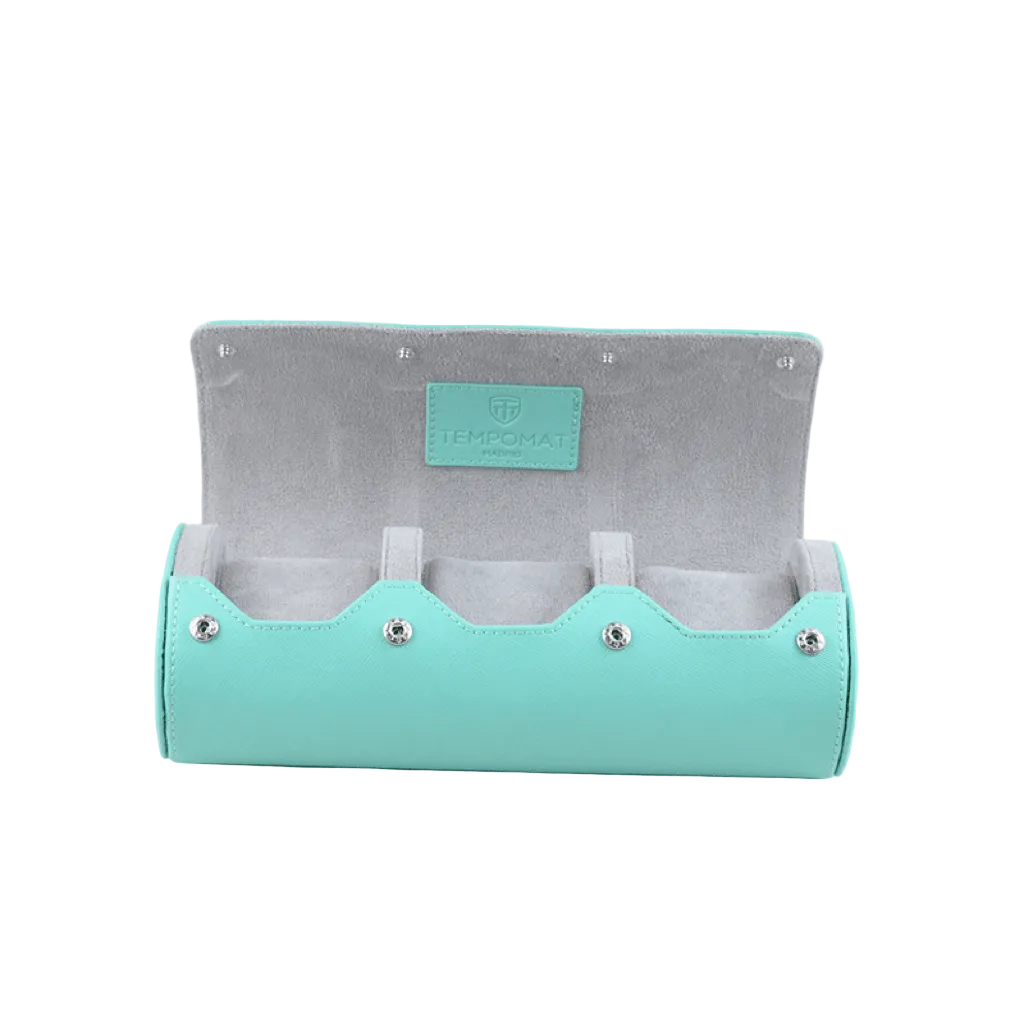 Estuche de reloj de piel saffiano azul cielo - Tempomat Madrid