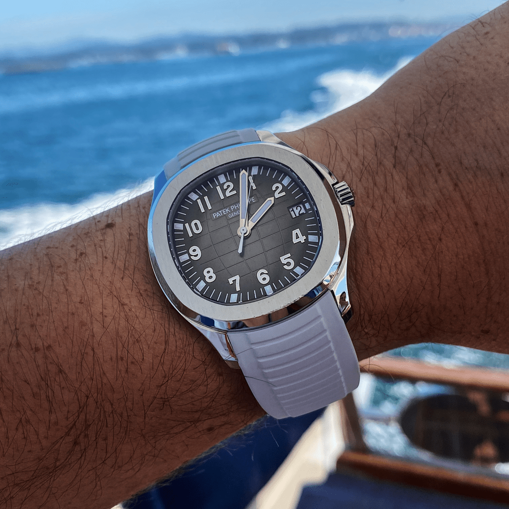 Grey FKM Vulcanized Rubber Strap for Patek Philippe Aquanaut