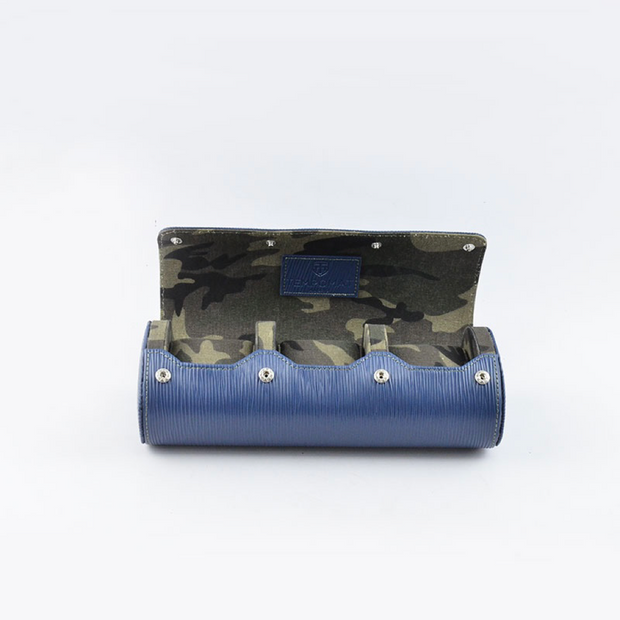 Tempomat Madrid, Blue Epi Camouflage Saffiano leather watch roll for collectors