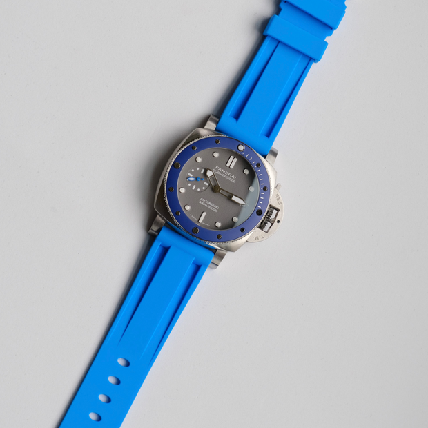 Tempomat Madrid  affordable luxury watch accessories, 22mm universal blue miami rubber strap for tag heuer, tudor, omega
