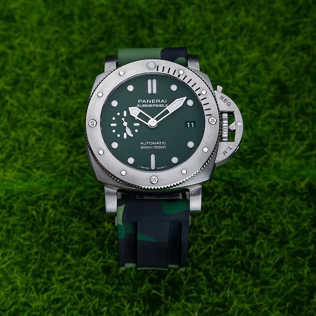 Tempomat Madrid  affordable luxury watch accessories, 22mm universal green camo rubber strap for tag heuer, tudor, omega