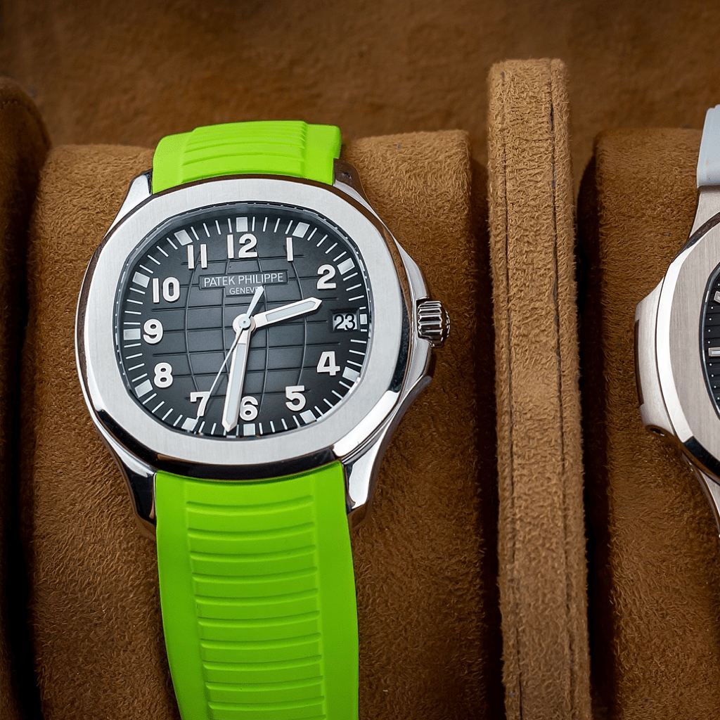 FKM Vulcanized Lime Green Rubber Strap for Patek Aquanaut - Tempomat Madrid