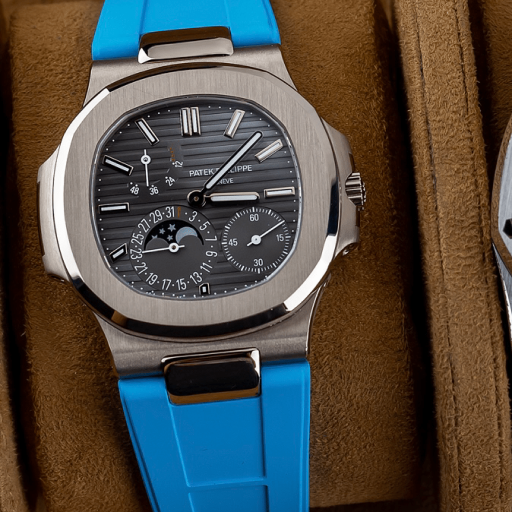 Miami Blue FKM Vulcanized Rubber Strap for Patek Philippe Nautilus