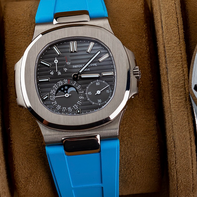 Tempomat Madrid, Miami Blue / Marbella Blue FKM Vulcanized Rubber Strap for Patek Philippe Nautilus