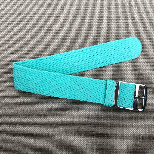 Tempomat Madrid, Turquoise blue Perlon Strap for Rolex & Omega, 20mm universal fit