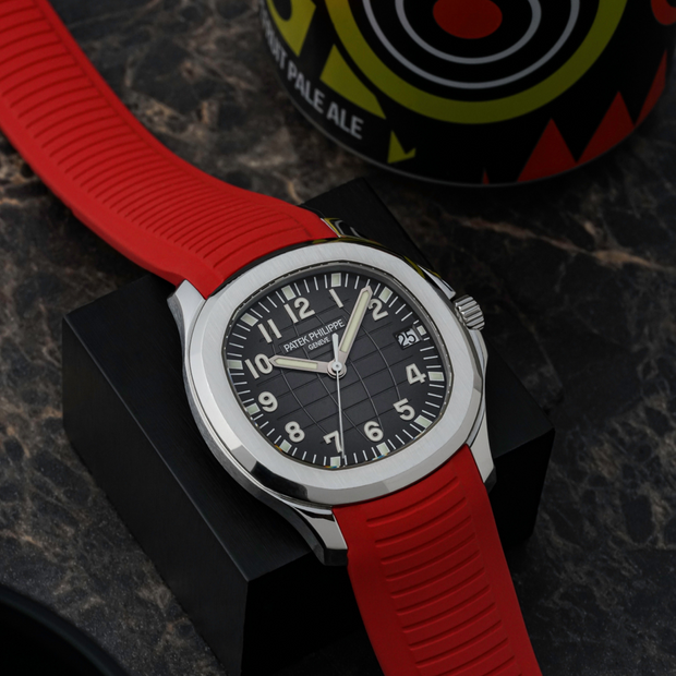 Tempomat Madrid  affordable luxury watch accessories, red FKM vulcanized rubber straps for patek philippe aquanaut 